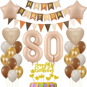 Luftballon 80. Geburtstag Deko, 80 Jahr Beige Braun Luftballon, Geburtstagsdeko - Bild 1 von 8