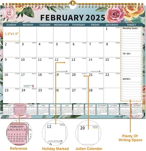 2025 Calendar, Wall Calendar 2025-2026 Planner Hanging Spiral Bound Magnetic Fri - Picture 1 of 12