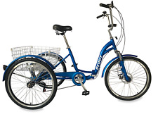 TRICYCLE PLIANT ADULTE, ROUES 24 POUCES, 6 ENGRENAGES SHIMANO, TRICYCLE SCOUT, BLEU MAT