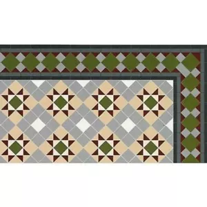Dolls House Victorian Mosaic Grosvenor Tile Floor 1:12 Flooring Gloss Card Sheet - Picture 1 of 8