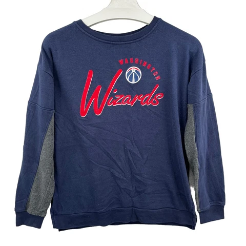 Washington Wizards Sweater Jumiors Medium 7/9 Pullover Crewneck Blue Gray Cover