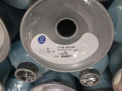 COATS STAR NYLON Bonded Nylon Sewing Thread Spool LT SISTINE blue 8392574 16 oz - Image 1 of 2