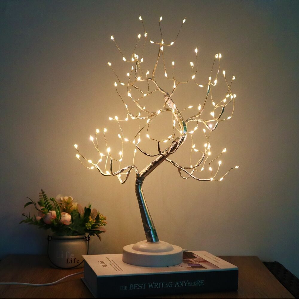 Tabletop Tree Light Led Desk Lamp Artificial Tree Decor Battery USB with Timer