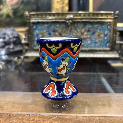 ancien coquetier en emaux de longwy faience 2 - Photo 1/3