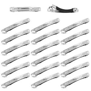 20PCS 8cm DIY Metal French Hair Barrettes Snap Hair Clips Silver Craft Blanks - Picture 1 of 7