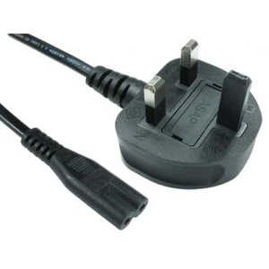 1m Figure of 8 Power Lead 2 Pin Mains Cable UK Plug Cable Cord C7 Fig Laptop TV - Picture 1 of 1