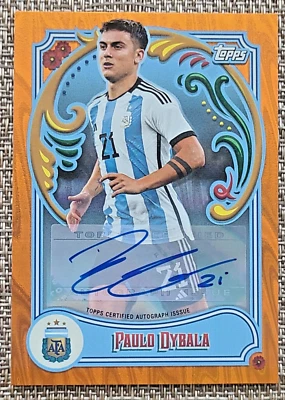 2023 Topps Argentina Fileteado Paulo Dybala Auto Orange Tango #9/25 - Image 1 of 2