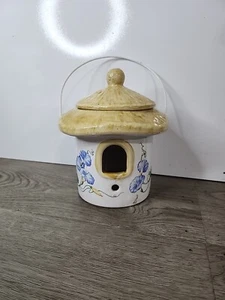 Vintage A Teleflora Gift Ceramic Hanging Mushroom Birdhouse Planter Floral - Picture 1 of 10