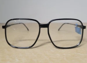 Real Vintage Elan Sleek & Large Shiny Black Eyeglass Frames Men's & Women's 56mm - Picture 1 of 13
