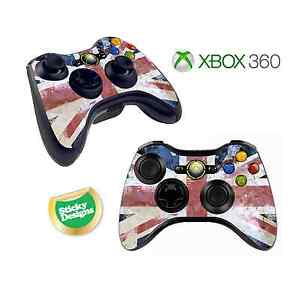 Xbox 360 GB Union Jack Flag Grunge Style Game Pad/Controller Skins/Stickers x 2
