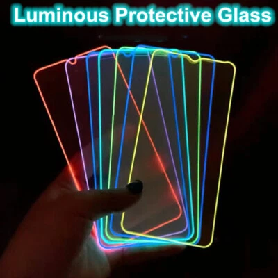 For iPhone 16 Pro Max 15 14 13 12 11 X Luminous Night Glow Screen Tempered Glass - Image 1 of 4