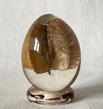 Vintage Collector Resin Egg Ornament & Stand Both with Dried Seed / Leaves Inset