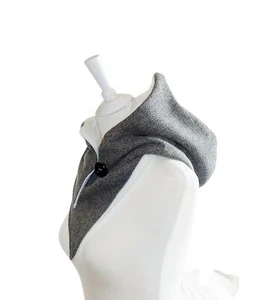 Kapuzenschal - Wollstoff schwarz-grau meliert, Schal - Bild 1 von 4