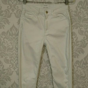 American Apparel White High Waisted Skinny Jeans Size 26 Ankle Zip Cotton USA - Picture 1 of 12