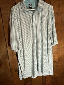 FootJoy Button Short Sleeve Polo Shirt Men’s XL White Blue FJ *Stain - Picture 1 of 8