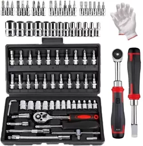 Cordless Electric Slim Ratchet Set,with Bit Socket Set Metric and Extension Bar - Afbeelding 1 van 9
