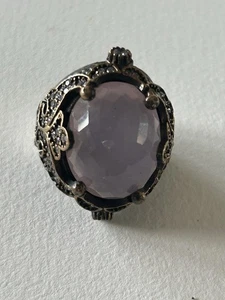 Anello cocktail grande zirconi finti sfaccettati ametista moda misura 8,5 - Foto 1 di 5