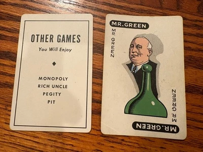 1949 Original Clue Board Game Cards Lot of 2 Mr Green Other Games -FREE Shipping - Image 1 of 2