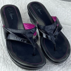 Sandalo Cole Haan donna 11 nero slip on zeppa patton pelle vacanza - Foto 1 di 10
