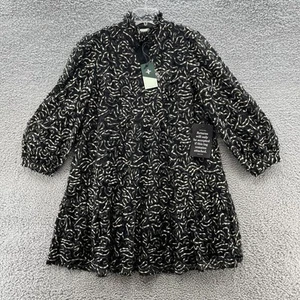 Tuckernuck Dress XL Black Gold Organza Palmerston Balloon Sleeve Pockets Shift - Picture 1 of 15