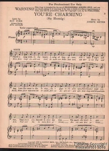 1932 Turk & Meyer Professional Sheet Music - You're Charming (So Herzig) - Picture 1 of 1