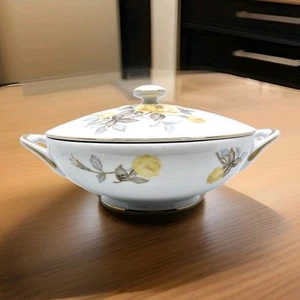 VTG Sango Cotillion Yellow Rose Covered Vegetable serving Dish / Bowl Gold Trim - Picture 1 of 16