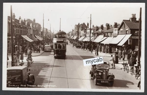 Postcard Southampton Hampshire busy Shirley High Street tram van cars shops RP - Picture 1 of 2