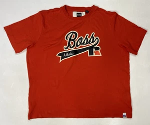 Hugo Boss Russell Athletic Logo Graphic T-shirt Men XL Orange Short Sleeve - Picture 1 of 12