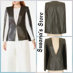 NWT BCBG MAXAZRIA SIZE XS UPAS FAUX LEATHER CAPE JACKET-BLAZER DELUXE - Picture 1 of 8