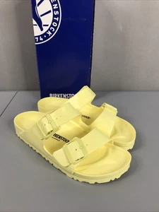NARROW FIT Birkenstock Women’s Sz 9 EU 40 Arizona EVA Yellow Casual Straps New - Picture 1 of 12