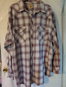 Camisa Resistol Doble R Perla A Presión Para Hombres XXXL Franela Cuadros Rojo Blanco Vaquero Occidental - Imagen 1 de 11
