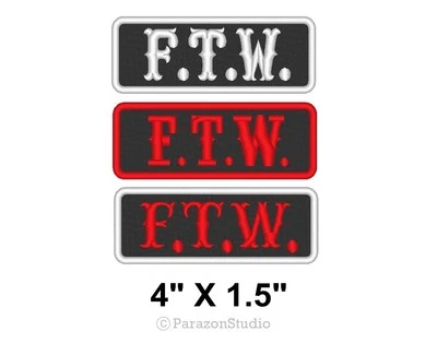 1PC - Custom Embroidered F.T.W. FTW Motorcycle Biker Sew on Patch 4" X 1.5" (A) - Image 1 of 4
