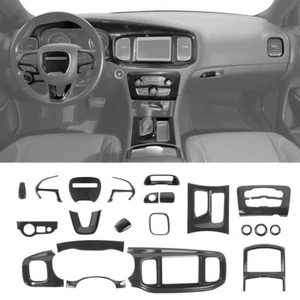 21x Carbon Fiber Inner ABS Full Set Decor Cover Trim Kit for Dodge Charger 2015+ - Picture 1 of 12