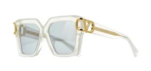 Valentino V - UNO White With Gold V Logo/Grey Mirrored (WHT-GLD) Sunglasses - Picture 1 of 4