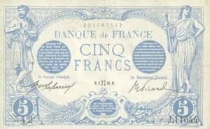 TOILE TABLEAUX billet de banque 5 francs 50X70 CM - Imagen 1 de 4