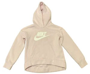 Girl’s Nike Logo Hoodie Sweatshirt Light Pink White Sz 6x (6 - 7 Years) - Picture 1 of 3