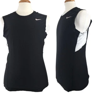 Nike Athletic Tank Shirt Men's Sleeveless Tight Fit Athletic 519983, Black White - Picture 1 of 11
