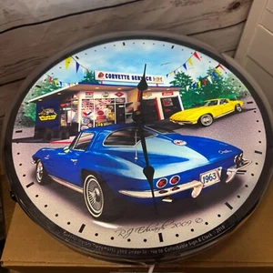 1963 Corvette LED Lighted Wall Clock Rudy RJ Edwards 2009 General Motors Garage - Picture 1 of 13
