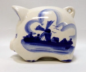 Delfter blaues Sparschwein handbemalt Holland Windmühle Blumen Kunststoff Stopper - Bild 1 von 7