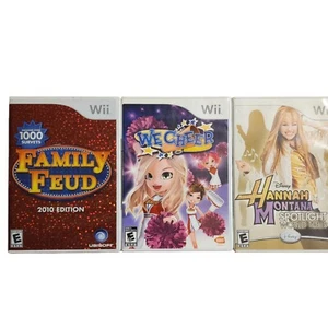 Nintendo Wii 3 Game Lot We Cheer, Hannah Montana, Family Feud - Picture 1 of 8