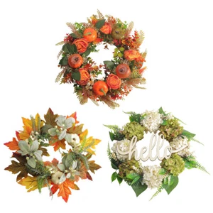 Artificial Flower Wreath Door Wall Garland Home Party Hydrangea/Pumpkin Decor - Picture 1 of 13