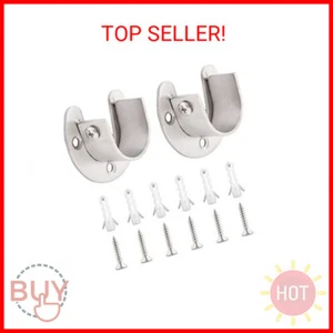 Stainless Steel Closet Rod Holder, Shower Curtain Rod Sockets, Heavy Duty Pole H - Picture 1 of 2