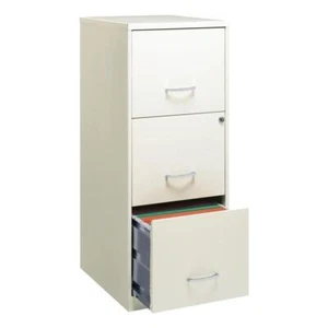 Scranton & Co 3-Drawer Modern Metal Vertical Filing Cabinet with Lock in White - Picture 1 of 14