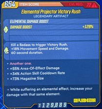 XBOX/PS4/5 72 ELEMENTAL PROJECTOR VICTORY RUSH 💥MAG SIZE, AOE DAMAGE,ACTION SKL