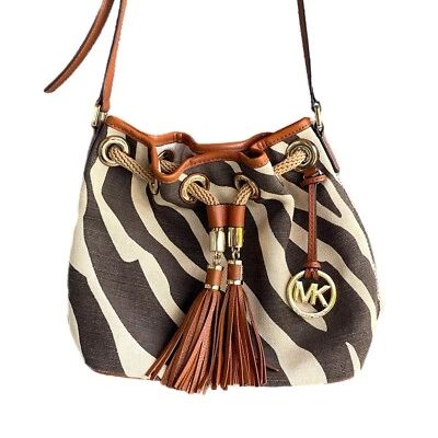 Cartera Marina MICHAEL KORS Estampado de Cebra Lona y Cuero - Bandolera Foto 1 de 4