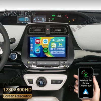 Radio estéreo de coche Android 14 2+64 GB para Toyota Prius 2016-2022 Carplay inalámbrico Foto 1 de 4