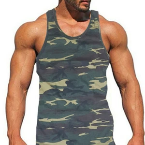 MEN'S CAMOUFLAGE TANK TOP SPORTS GYM MUSCLE SINGLET VEST WORKOUT CAMO T-SHIRT - Picture 1 of 13