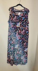 Scoop Neck Sleevless Paisley Print Long Dress - Women's Plus Size 3XL - Picture 1 of 5