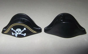 14718, 2x Hut, Zweispitz (mit 1 Loch), Pirat, schwarz, bedruckt - Picture 1 of 1