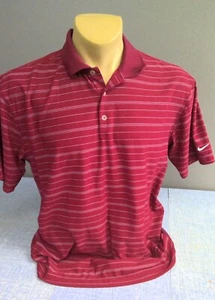Camisa polo de golf Nike Fit seca roja a rayas manga corta grande para hombre - Imagen 1 de 8